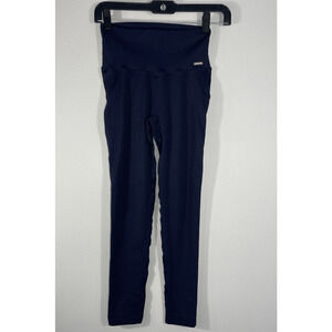 Lilias Active Women's Ribbed Seamless Stretch Athletic Leggings Small Navy